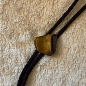 Cool Brown and Tan Polished Stone Bolo Tie With Black Cord